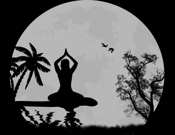 Yoga vectoriel coucher de soleil — Image vectorielle