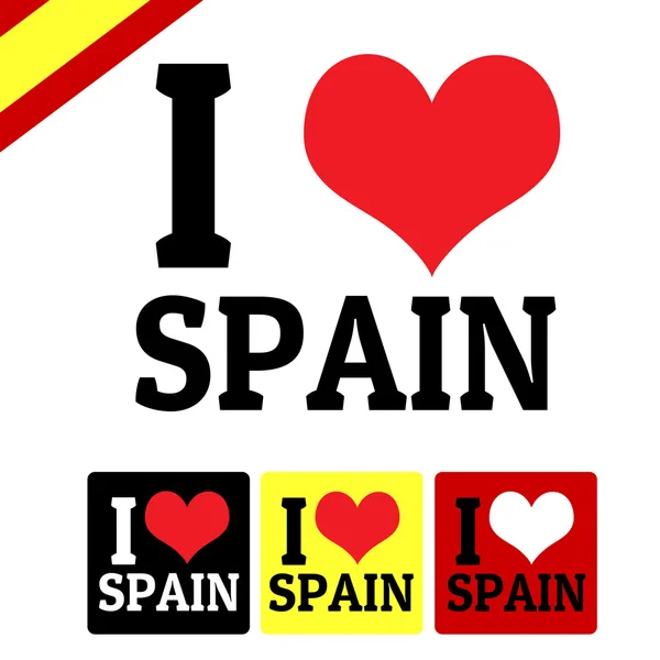 J'adore les étiquettes et le signe de l'Espagne — 图库矢量图片