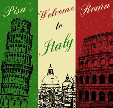 İtalya VINTAGE poster Hoşgeldiniz