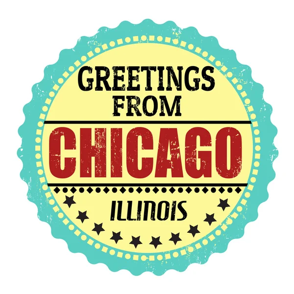 Hälsningar från chicago etikett — Stock vektor