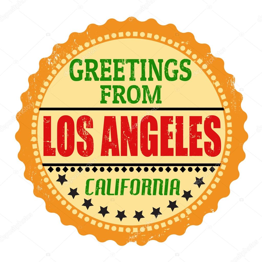 Greetings from Los Angeles label Stock Vector by ©roxanabalint 34212553
