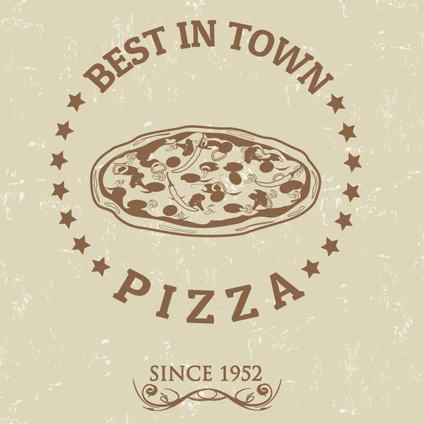 Terbaik di kota pizza poster - Stok Vektor