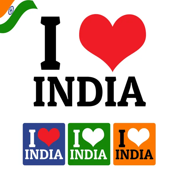 Me encanta la India signo y etiquetas — Vector de stock