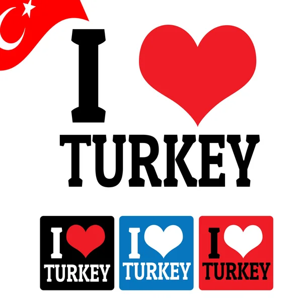 I love Turkey sign and labels — Stock Vector