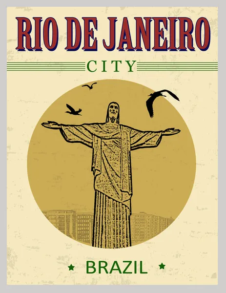 İsa'nın kurtarıcı itibaren rio de Janeiro'da poster — Stok Vektör