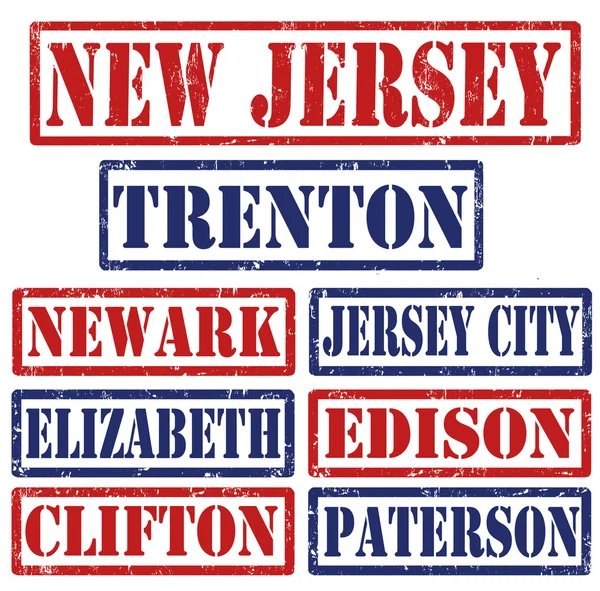 New Jersey Cities stamps — Stock Vector