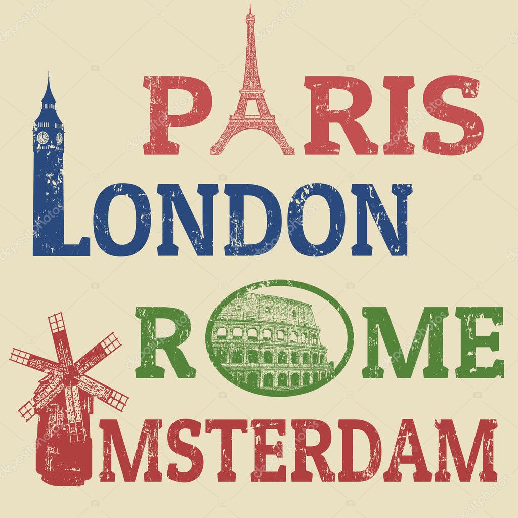 New York,London,Amsterdam,Barcelona,Paris,ROM Regenschirm,MOTIVE