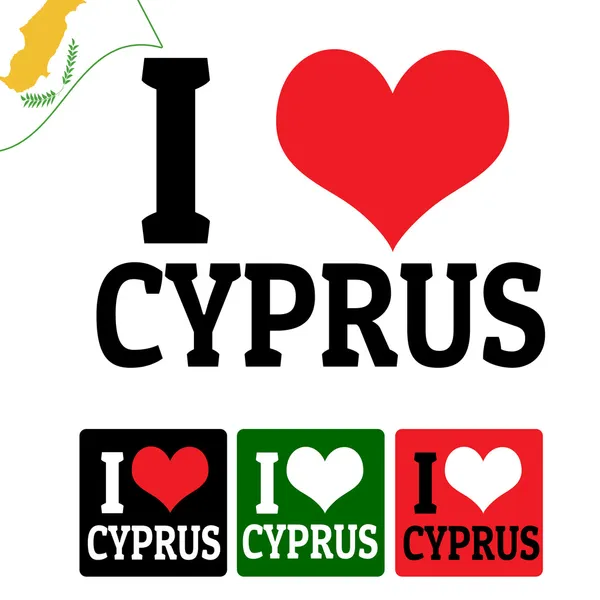 I love Cyprus sign and labels — Stock Vector