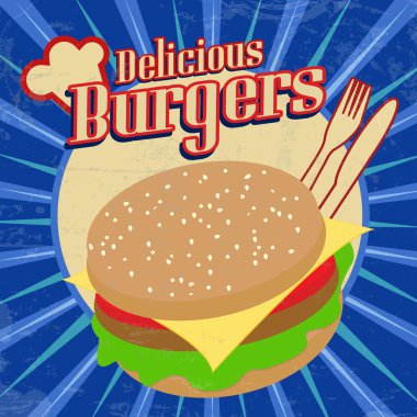 lezzetli hamburger VINTAGE poster