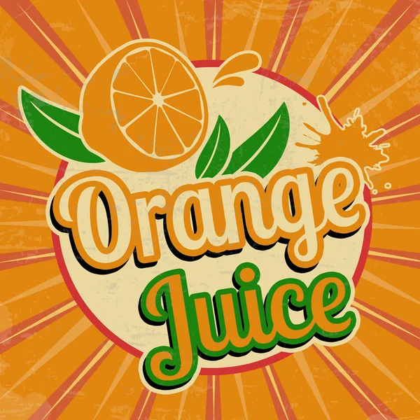 Orange juice vintage poster — Stock Vector