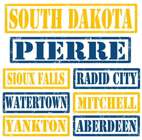 South Dakota Cities stamps — Stock Vector