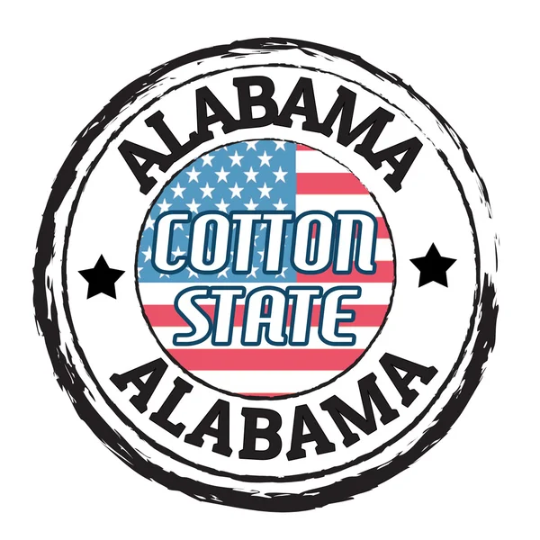 Alabama, Cotton state stamp — Stock Vector