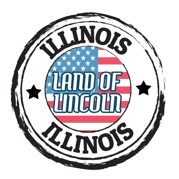 Illinois, lincoln kara damga — Stok Vektör