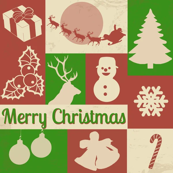 Рождественские символы на ретро плакате — стоковый вектор