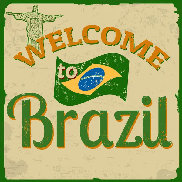 Bienvenidos a Brasil cartel vintage — Vector de stock