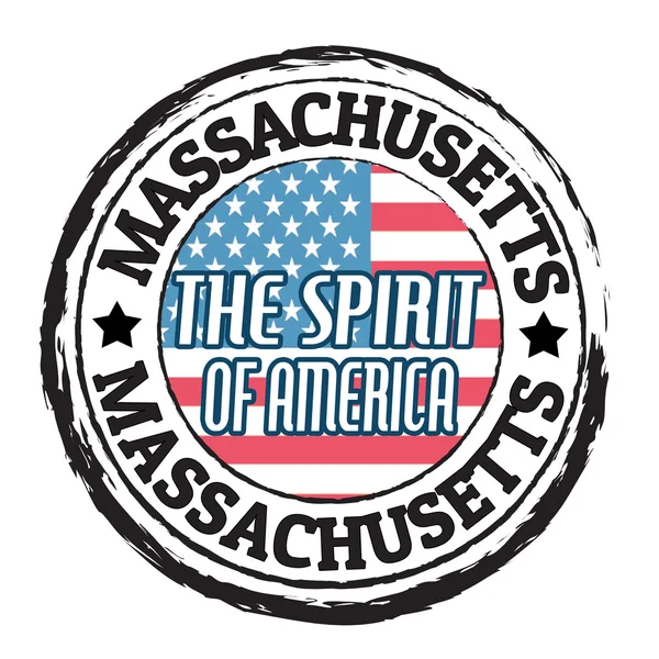 Massachusetts, The Spirit of America state stamp — Stock Vector