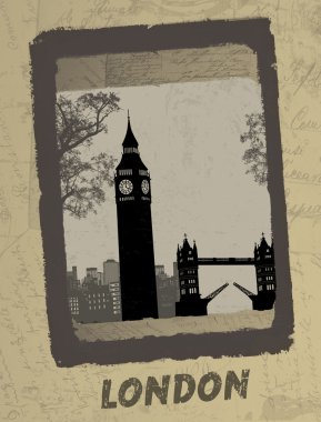 Londra manzarası antika posteri