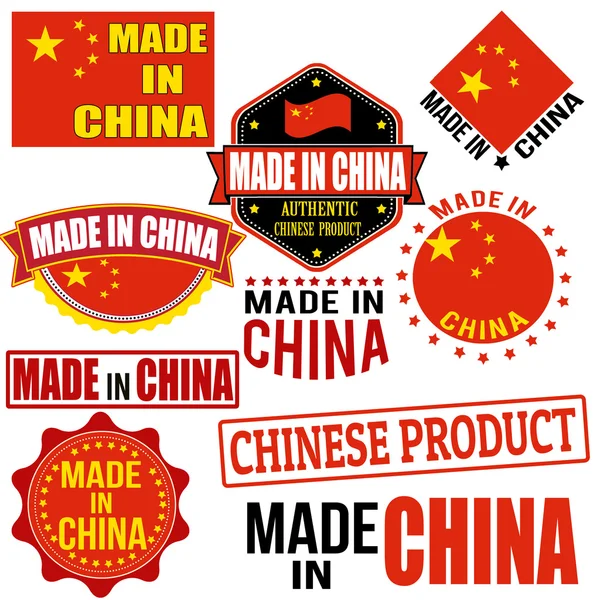 Fabricado en China gráficos y etiquetas — Vector de stock