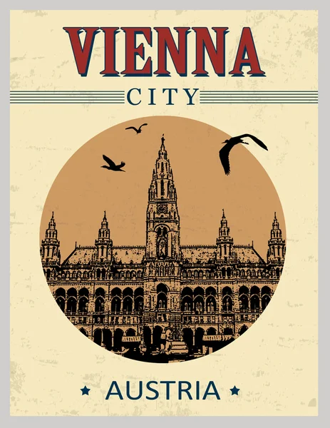 Viyana VINTAGE poster — Stok Vektör