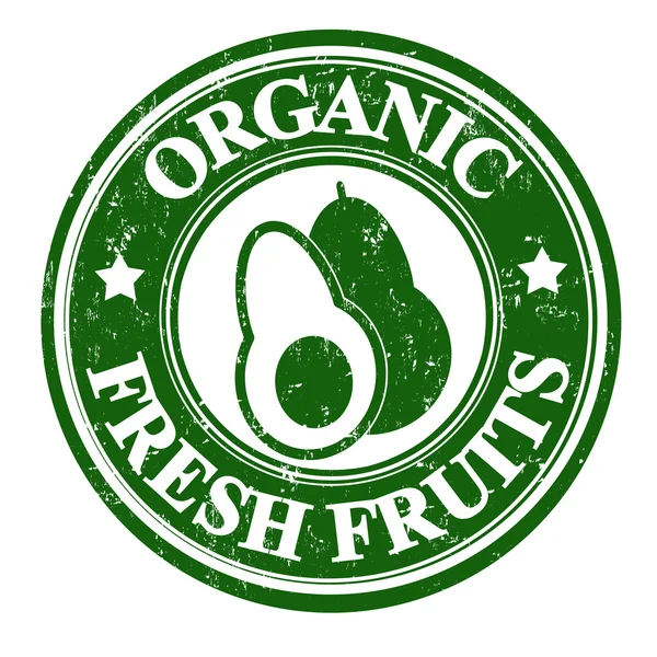 Timbro o etichetta di frutta avocado — Vettoriale Stock