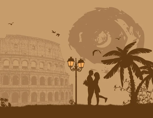 Silhouette de couple à Rome — Image vectorielle