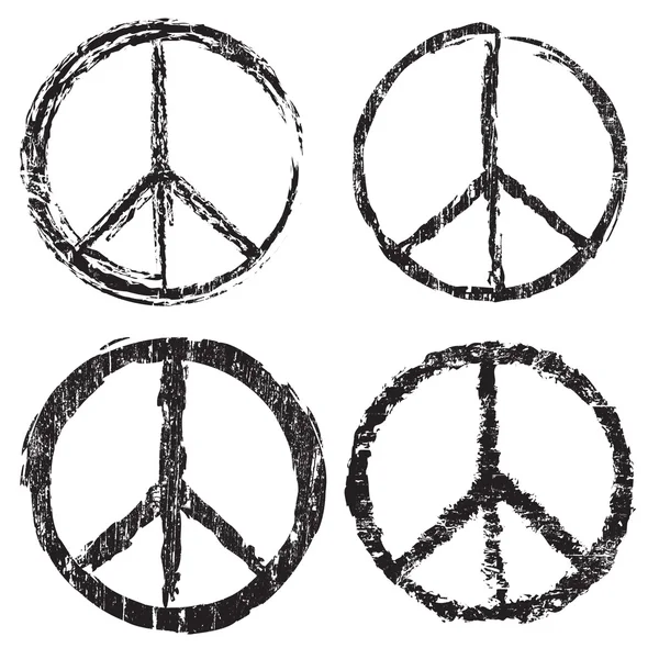 Set of grunge peace symbol — Stock Vector