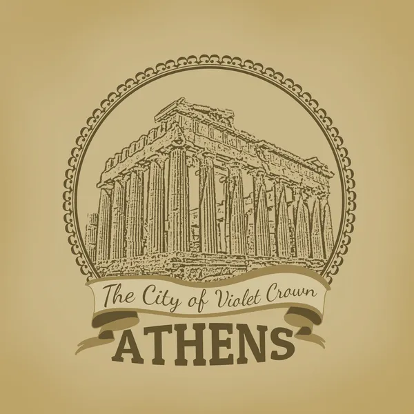 Atina (mor taç şehir) poster — Stok Vektör