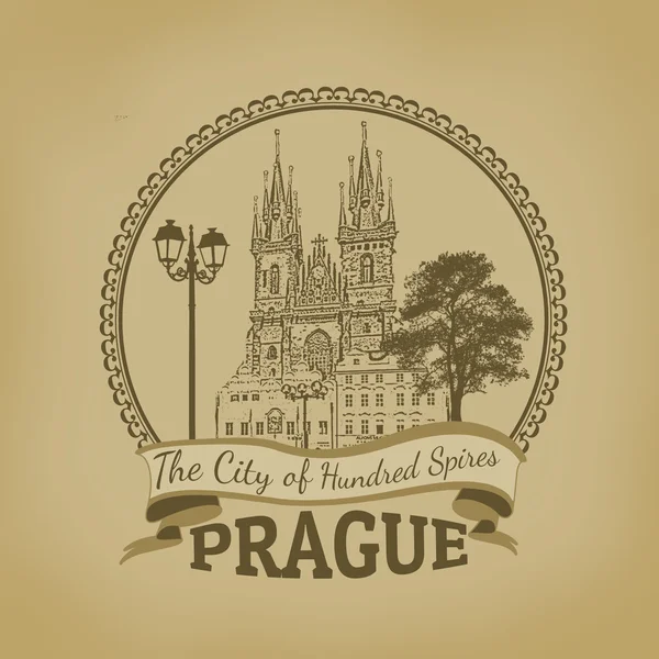 Plakat von Prag (der Stadt der hundert Türme) — Stockvektor