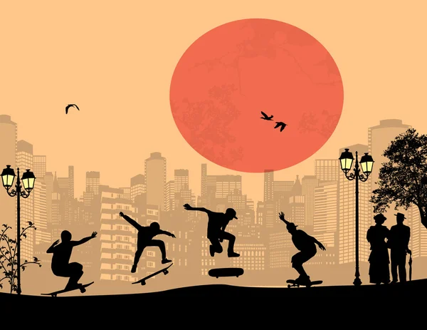 Skater-Silhouetten — Stockvektor