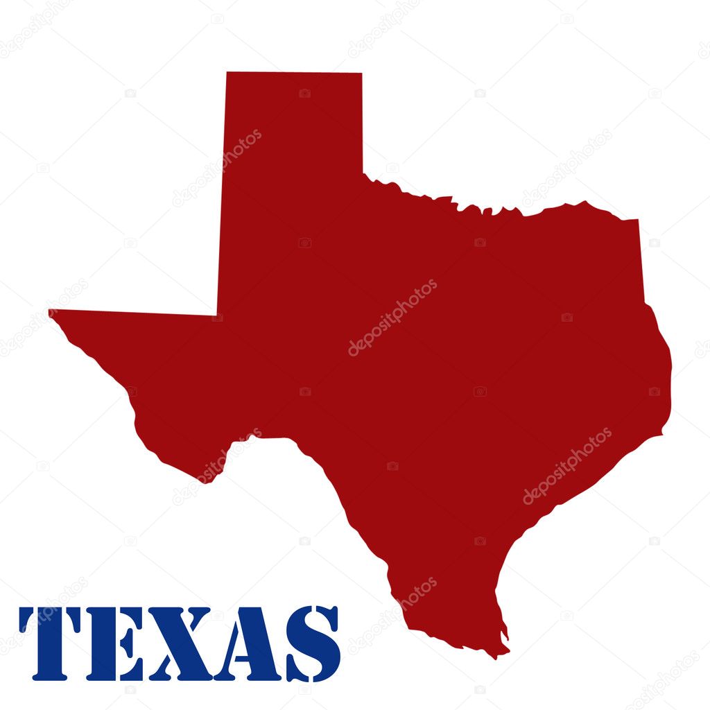 Map of Texas on white background, vector illustration