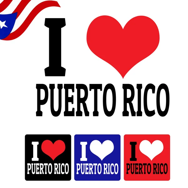 J'adore Porto Rico signer et étiquettes — Image vectorielle