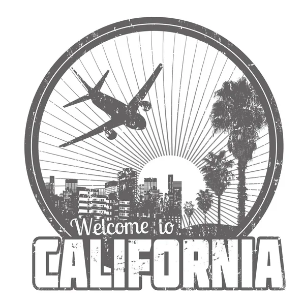 Benvenuti in California etichetta o timbro — Vettoriale Stock