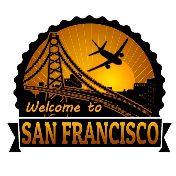 Bienvenue sur l'étiquette ou le timbre de San Francisco — Image vectorielle