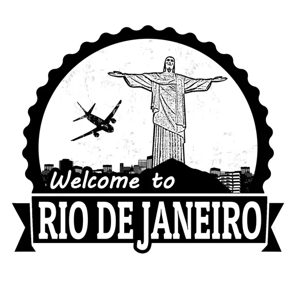 Welkom in rio de janeiro etiket of stempel — Stockvector