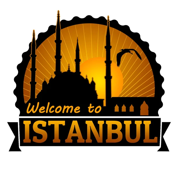 Willkommen in Istanbul Etikett oder Stempel — Stockvektor