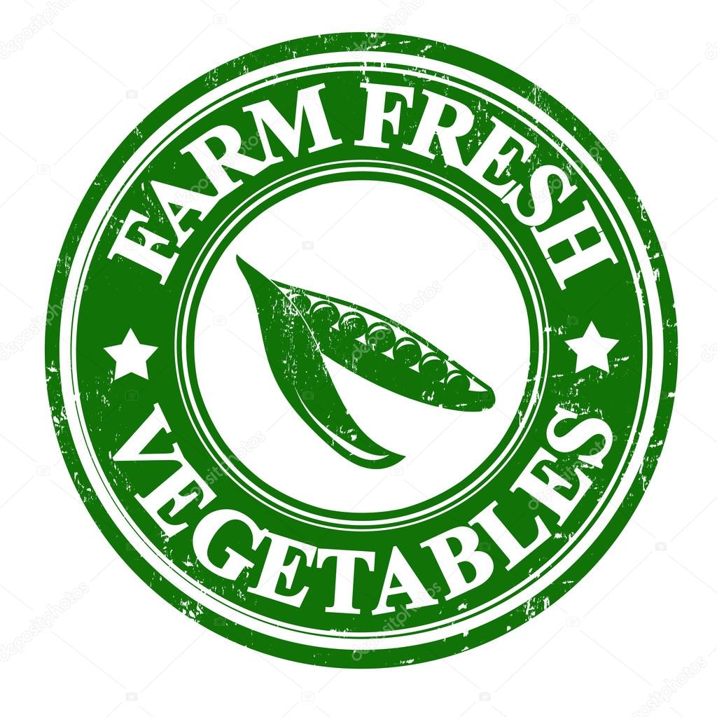 Green peas vegetable stamp or label