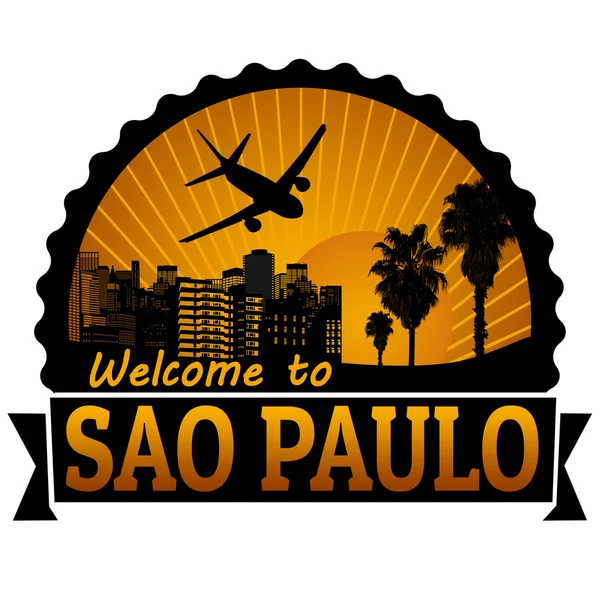 Etiqueta de viagem ou carimbo de São Paulo — Vetor de Stock