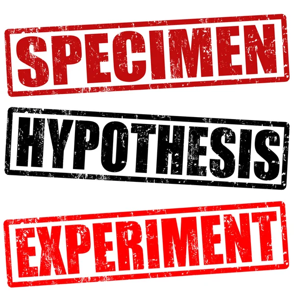 Specimen, hypothese en experiment stempel — Stockvector