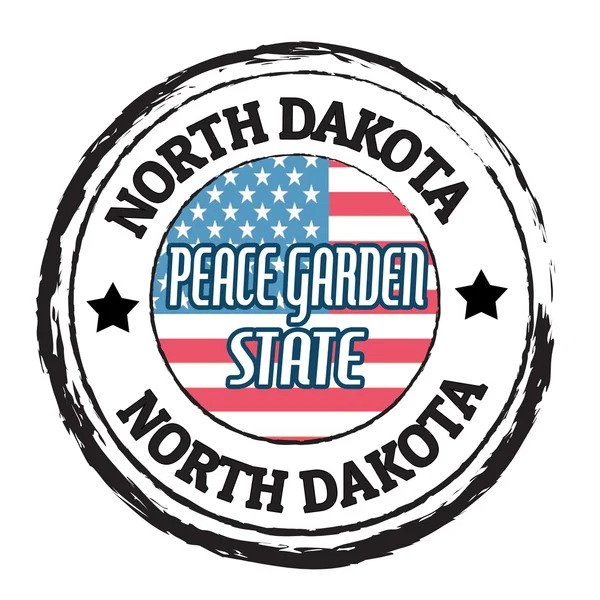 North Dakota, Peace Garden State stamp — Stock Vector