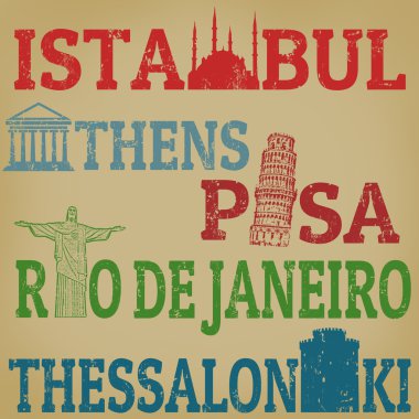 İstanbul, Atina, pisa, rio de janeiro ve Selanik pullar