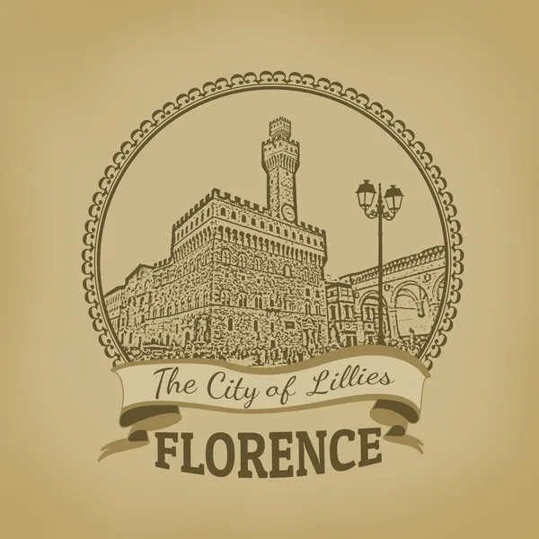 Florence (de stad van lelies) retro poster — Stockvector