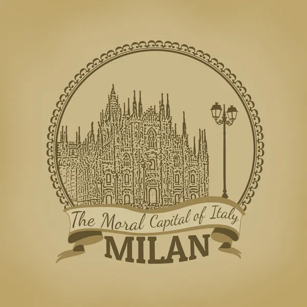 Milan ( The Moral Capital of Italy) retro poster — Stock Vector