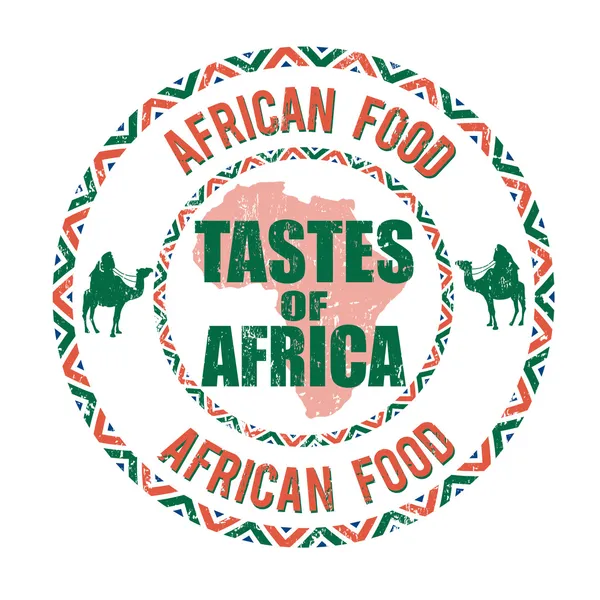 Afrikaans voedsel, smaak van Afrika stempel — Stockvector