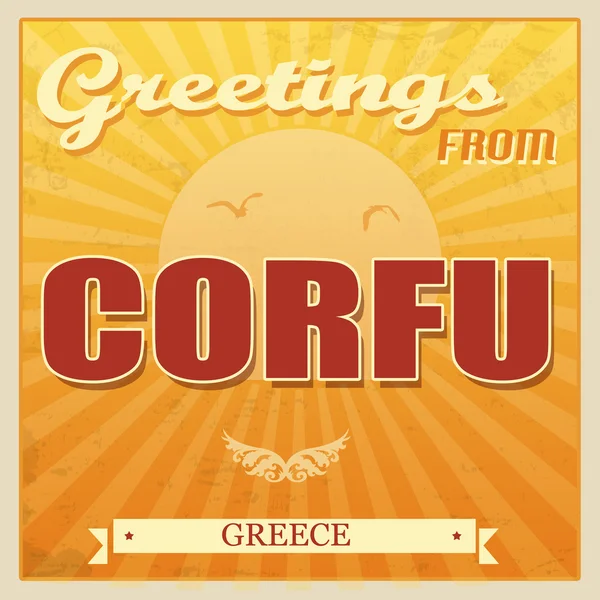 Corfu, Griekenland toeristische poster — Stockvector