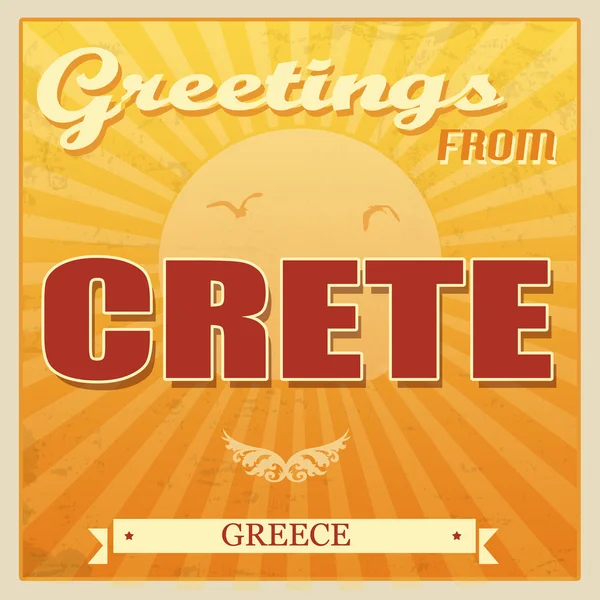 Crete, Yunanistan turizm poster — Stok Vektör