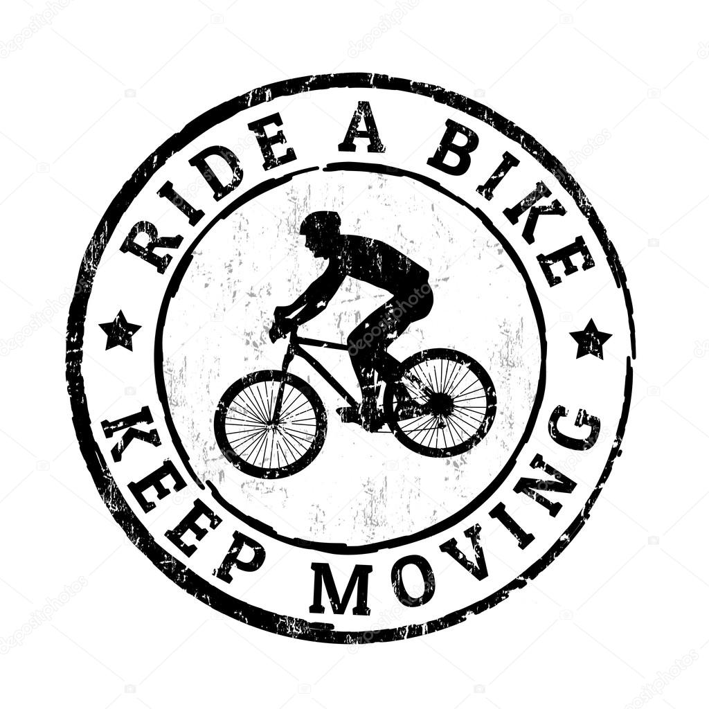 Ride a bike, keep moving stamp