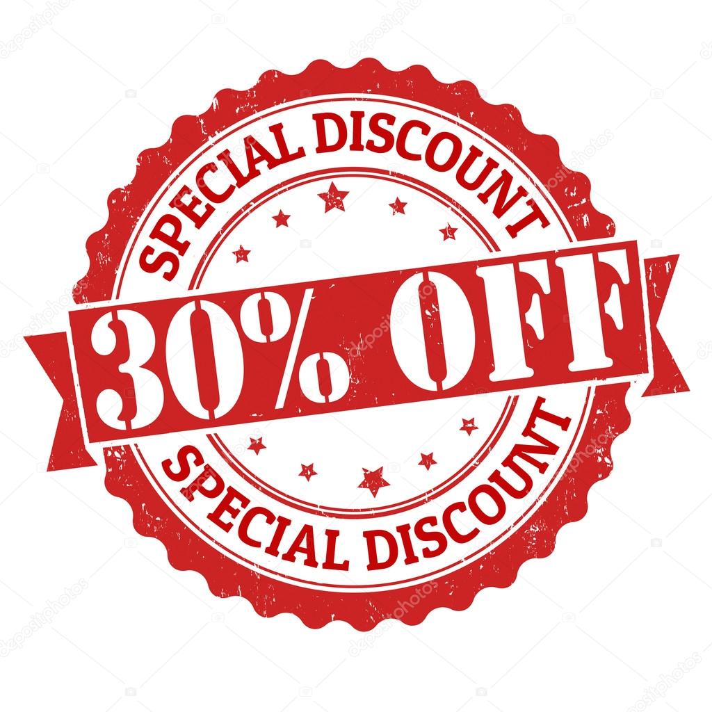 Special discount 30 percent off stamp