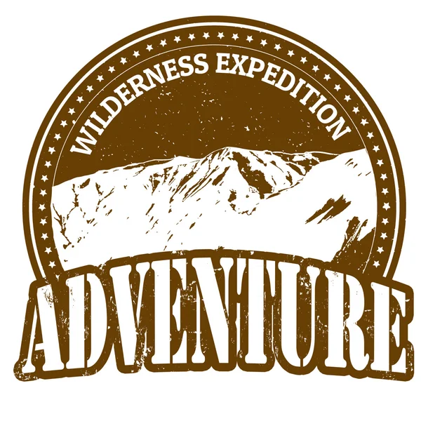 Wilderness expedition, adventure stamp — Stock Vector