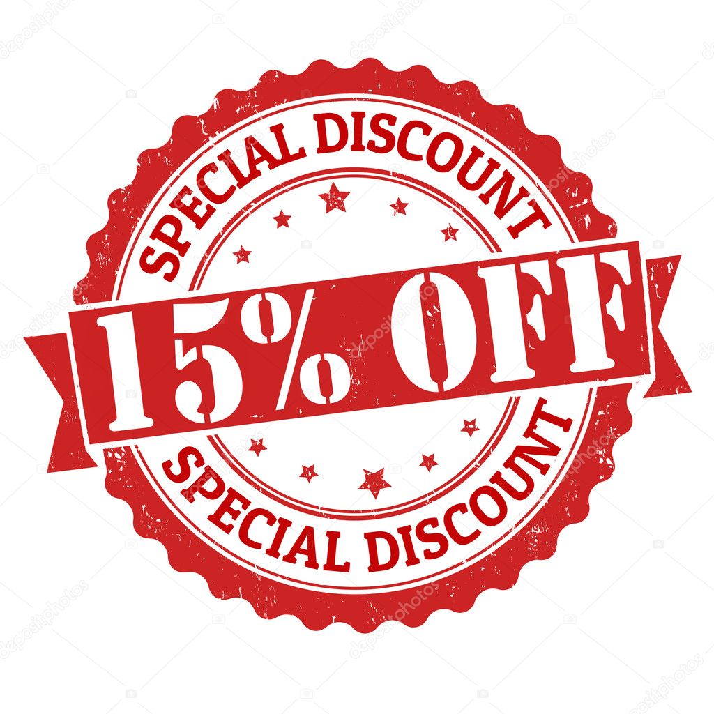 Special discount 15 off stamp