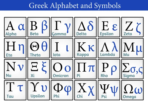 Griekse alfabet en symbolen — Stockvector